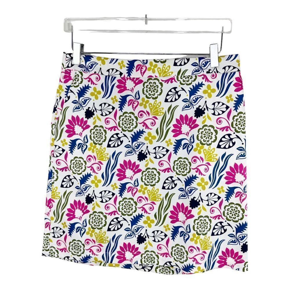 Boden A-line Colorful Floral Modern‎ Women's Cotton Elastic Waist Skirt Sz 8